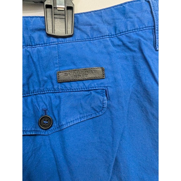 Burberry Brit Sz 38 Royal Blue‎ Cotton Flat Front Blue Chino Shorts 7" Inseam - Picture 3 of 5